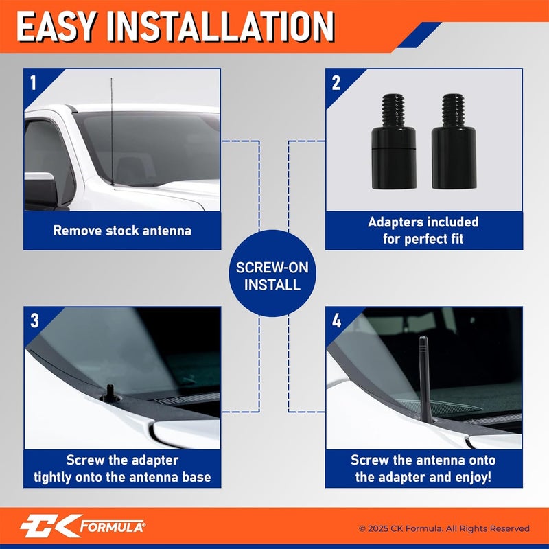 CK FORMULA 4-Inch Black Truck Antenna for Chevy Silverado & GMC Sierra (1999–2025), Solid Billet Aluminum, Car Wash Safe, Short Replacement Antenna, Antenna para Carro, Truck Accessories - Image 5
